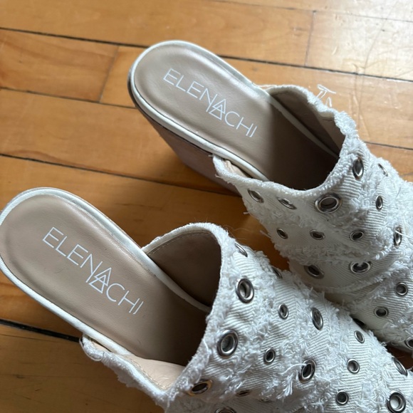 Elena Iachi Sz 39 (8.5) Western Rivet Boho Slip On Heel Pointy Toes Shoes - Picture 6 of 9